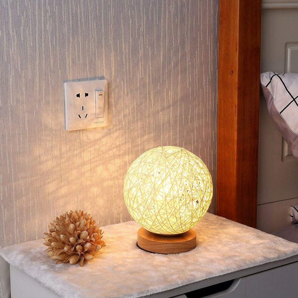 Buy Wooden Rattan LED Table Desk Bedside Night Light Online Australia at BargainTown