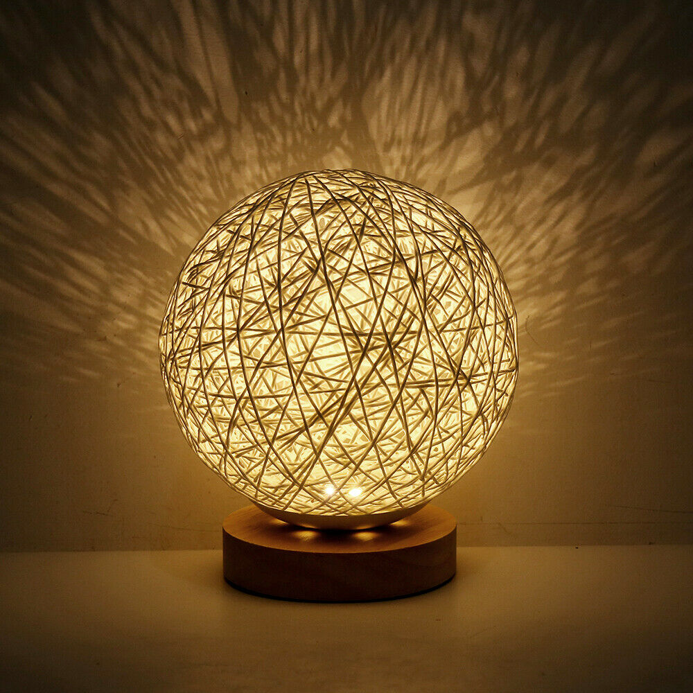 Buy Wooden Rattan LED Table Desk Bedside Night Light Online Australia at BargainTown