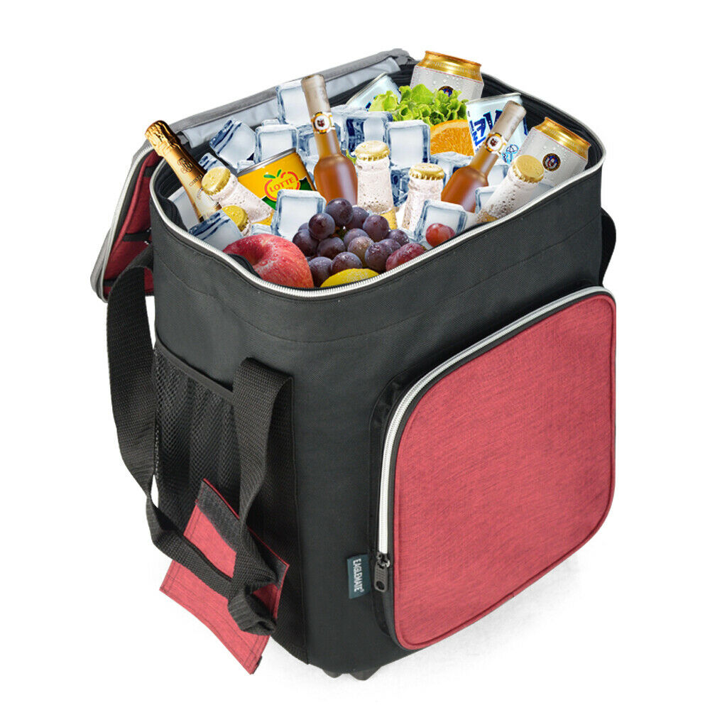 Buy 36L Wheeled Foldable Rolling Cooler Bag - Red Online Australia at BargainTown