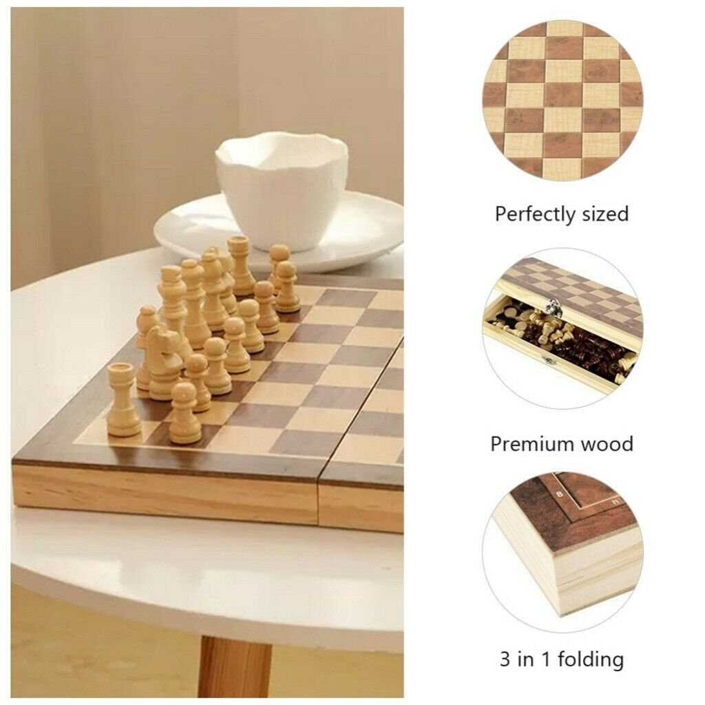 Buy 40cm Large Wooden Folding Chessboard Set Online Australia at BargainTown