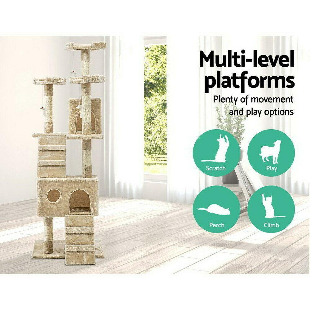 Buy My Territory 180cm Multi-Level Cat Tower & Scratching Post - Beige Online Australia at BargainTown