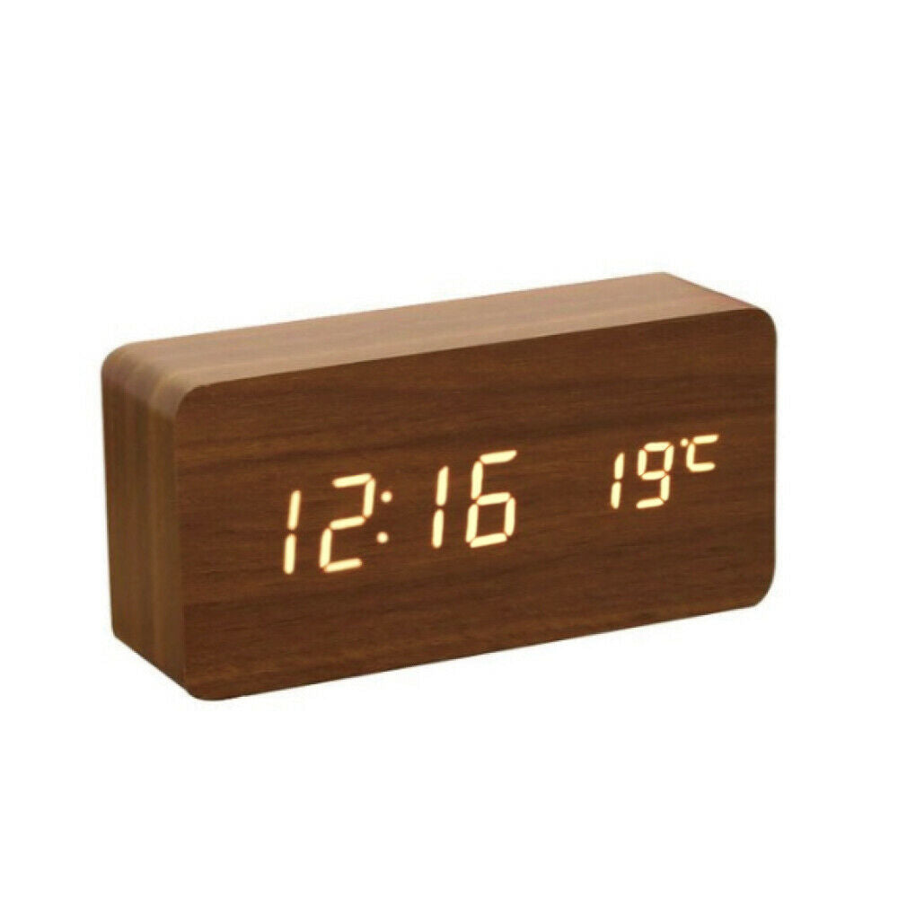 Buy LED Digital Wooden Alarm Clock with Temperature Display Online Australia at BargainTown