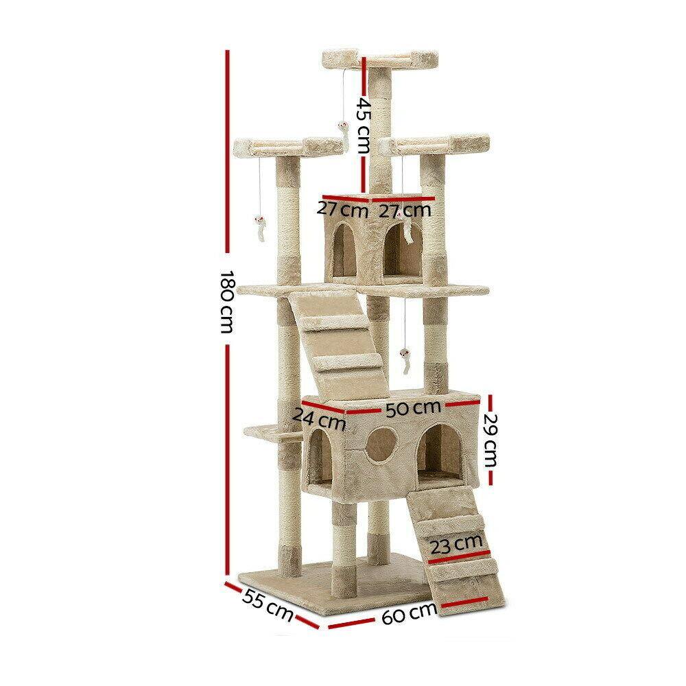 Buy My Territory 180cm Multi-Level Cat Tower & Scratching Post - Beige Online Australia at BargainTown