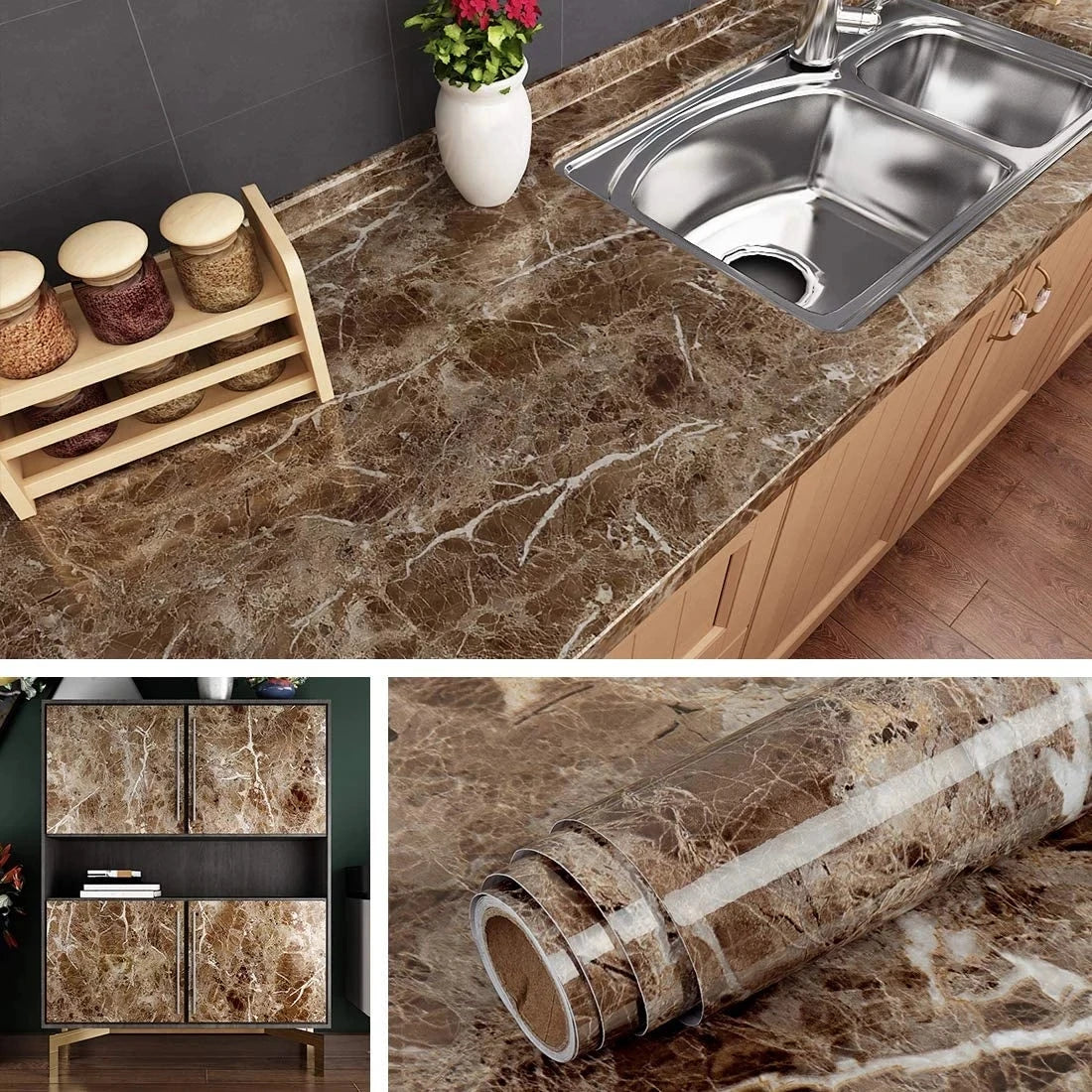 80cm Wide 5 Meters Long Benchtop Vinyl Roll - Marble CFNT