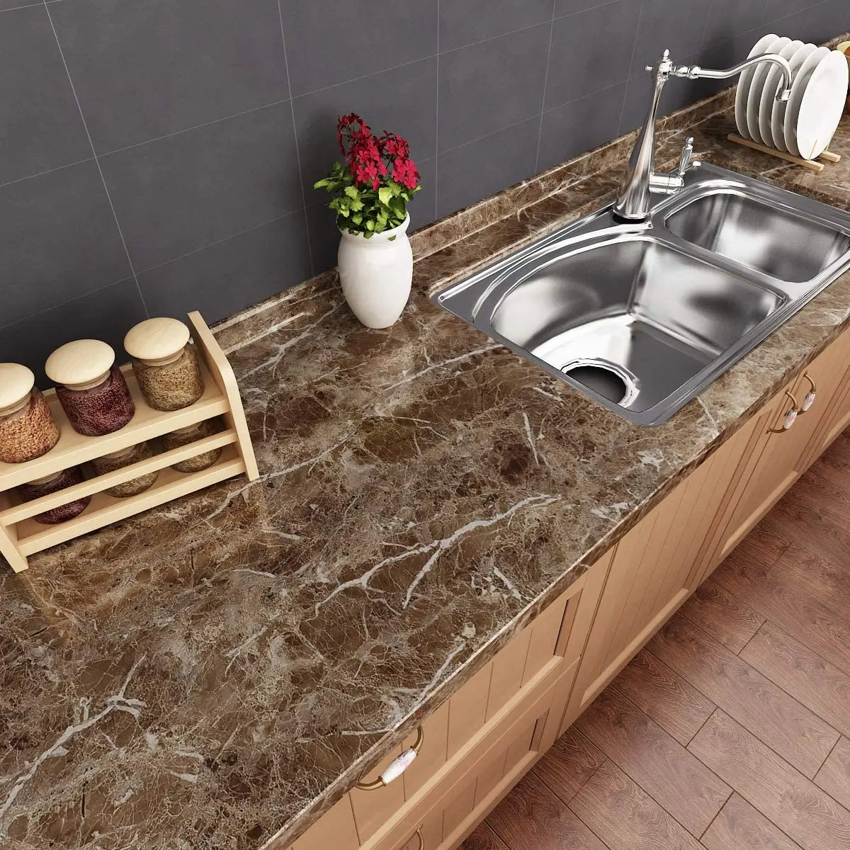 80cm Wide 5 Meters Long Benchtop Vinyl Roll - Marble CFNT
