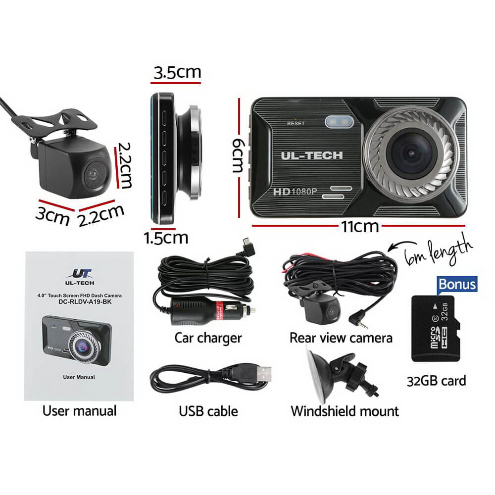 Dual Lens Car Dash Camera DVR Recorder Front And Rear Night Vision