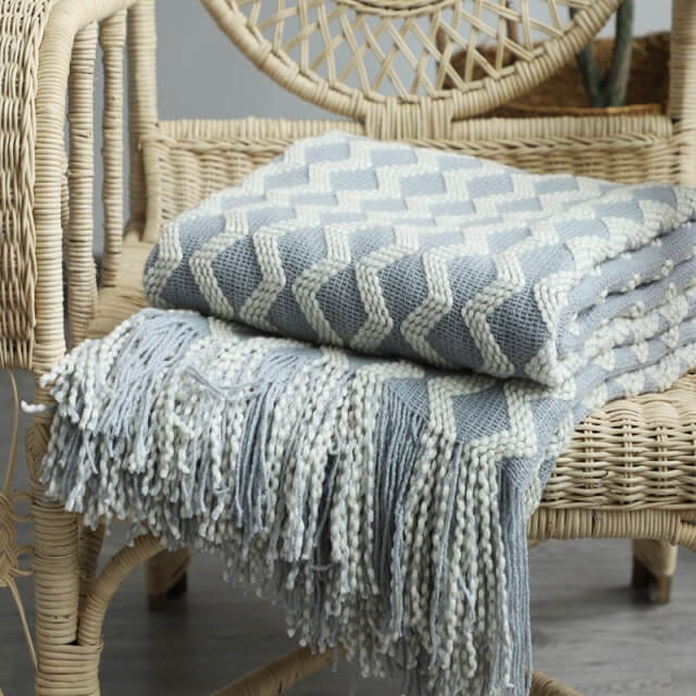 Nordic Sofa Throw Blanket Knitted Tassel