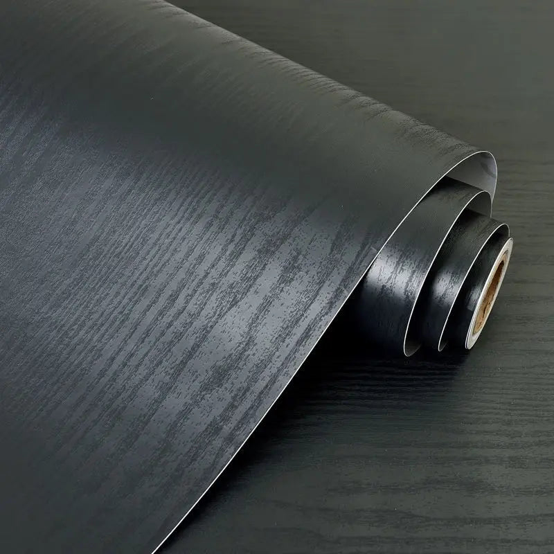 100cm Wide 5 Meters Long Wood Look Vinyl Self Adhesive Contact Paper - Black