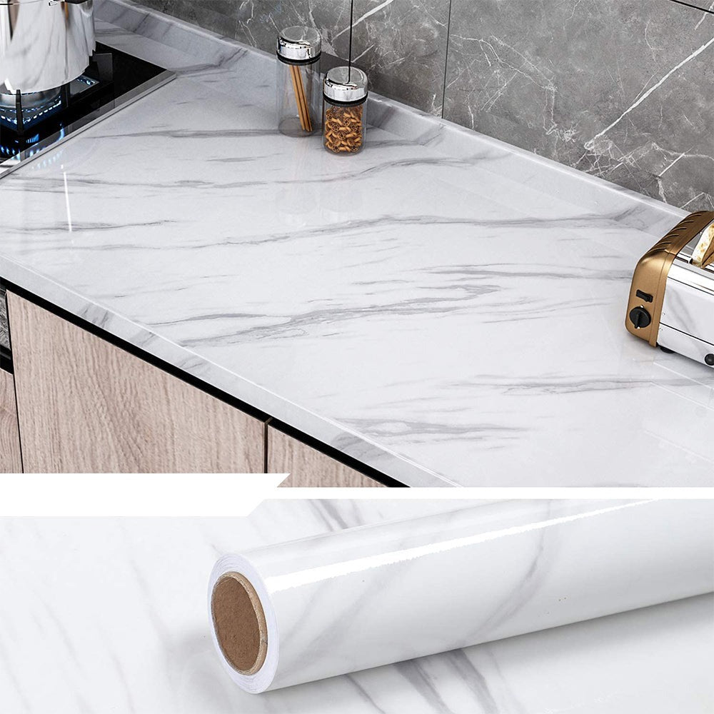 100cm Wide 5 Meters Long Marble White Vinyl Self Adhesive Contact Paper