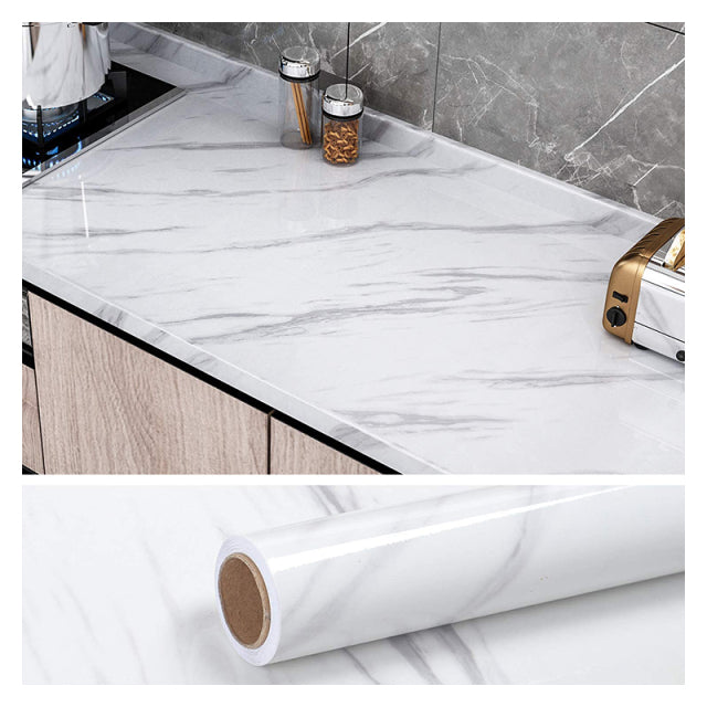 100cm Wide 5 Meters Long Marble White Vinyl Self Adhesive Contact Paper