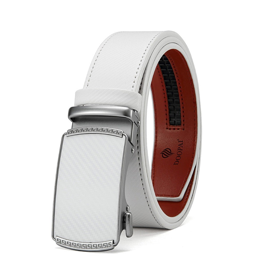 Men's Cowhide Leather Business Belt White