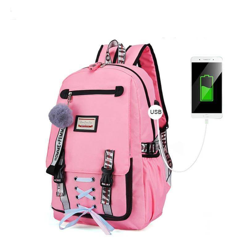 School Backpack With USB Charging Port Anti-Theft