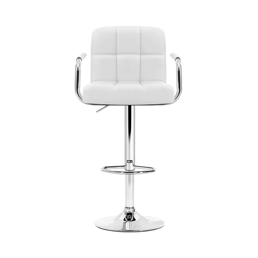 Set of 2 Gas lift Swivel Bar Stools - Steel And White
