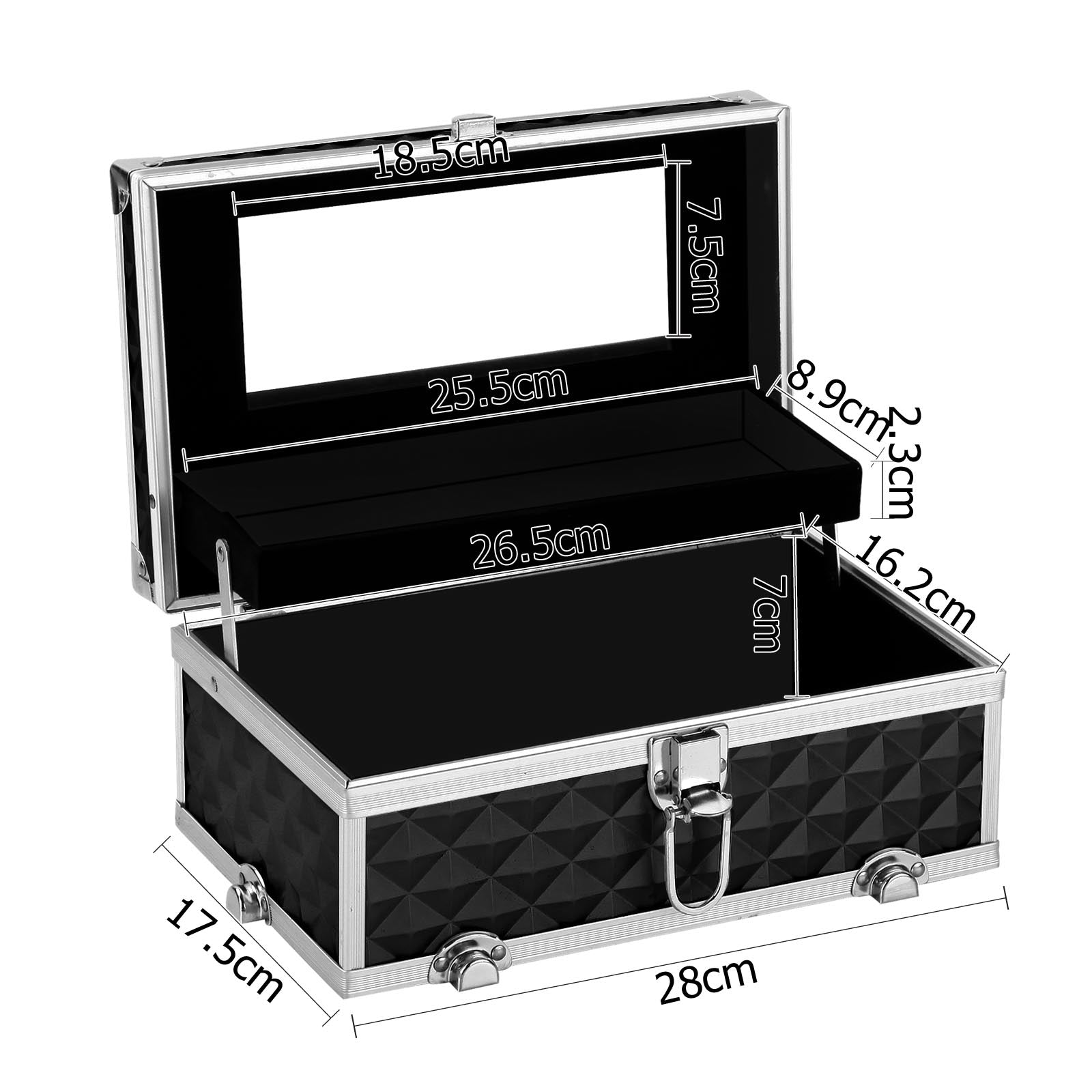 Buy Portable Cosmetic Beauty Makeup Carry Case with Mirror - Diamond Black Online Australia at BargainTown