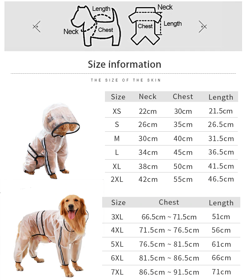 Buy Dogs Puppies Waterproof Transparent Hooded Raincoat Online Australia at BargainTown