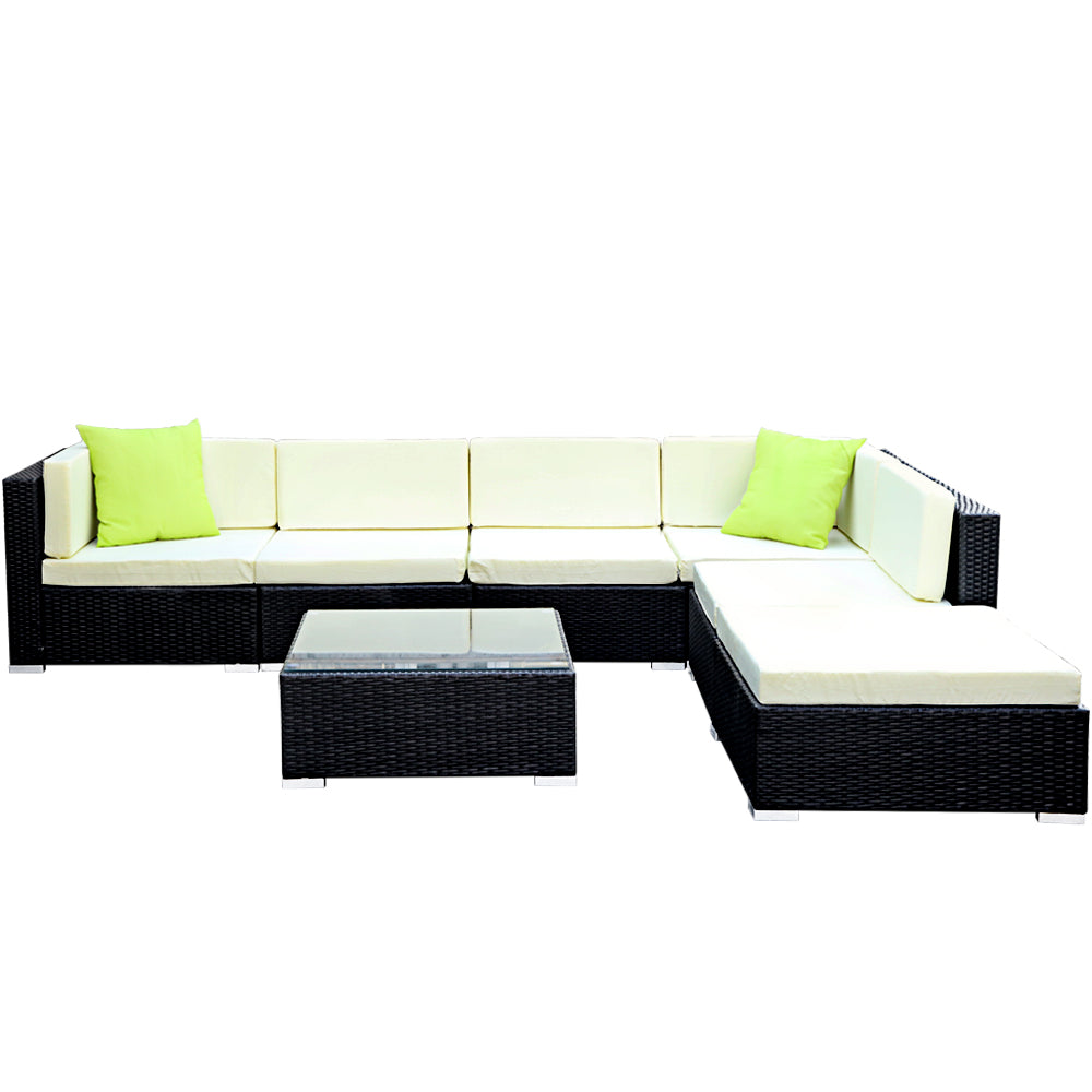 7PC Outdoor Wicker Sofa Lounge Set