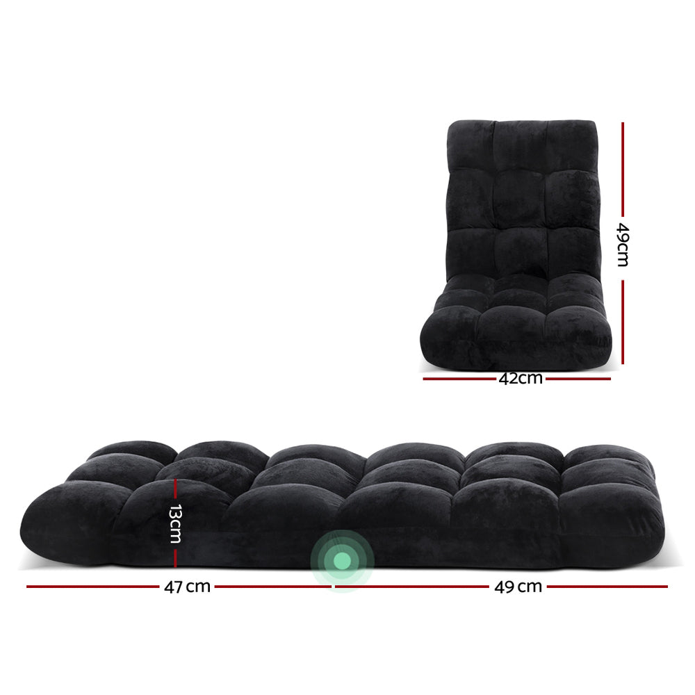 Folding Futon Chaise Floor Lounge Chair - Black