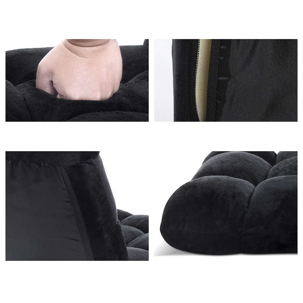 Folding Futon Chaise Floor Lounge Chair - Black
