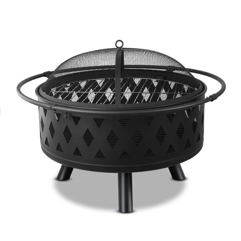 Buy Fire Pit BBQ Charcoal Grill Ring Portable Outdoor Fireplace 32" Online Australia at BargainTown