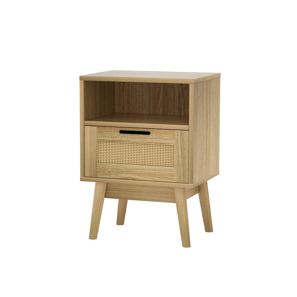 Rattan Bedside Table With Drawer Side Table Nightstand