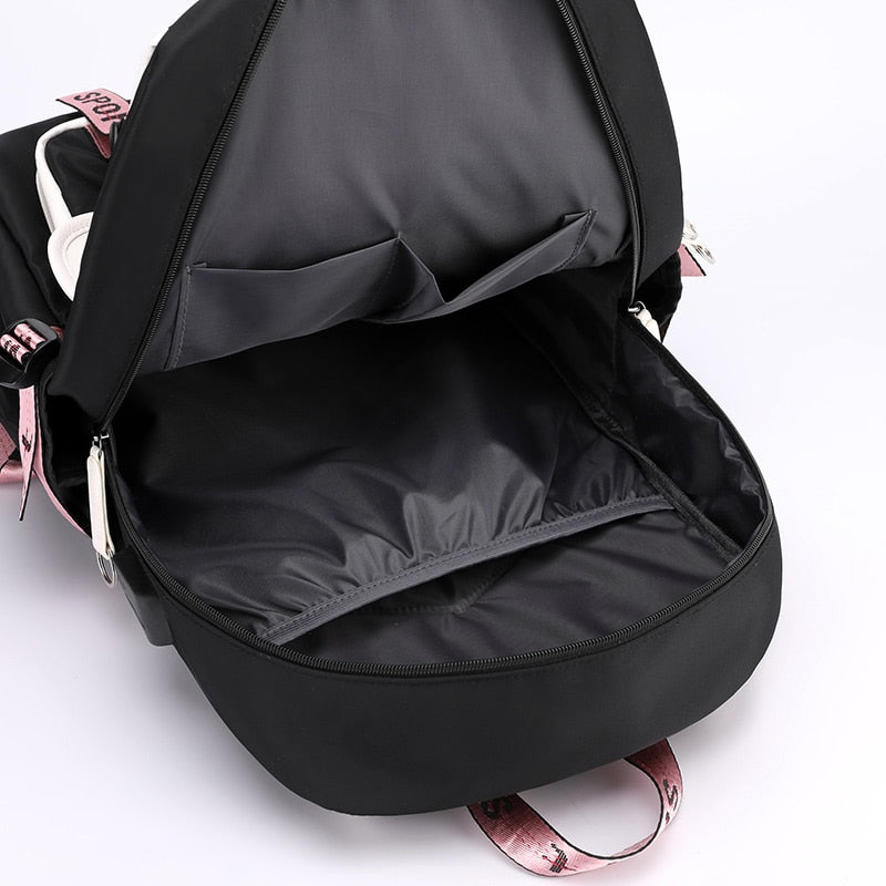 Canvas School Bag With USB Charging Port