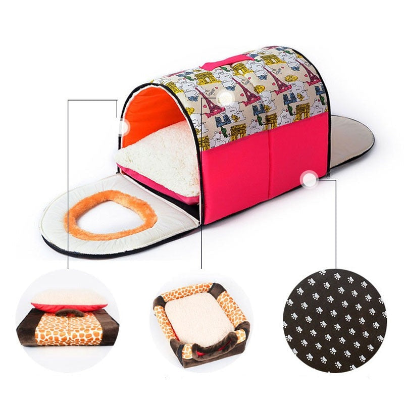 Buy Foldable Warm Soft Cat Cave Cat Bed With Removable Mat Online Australia at BargainTown