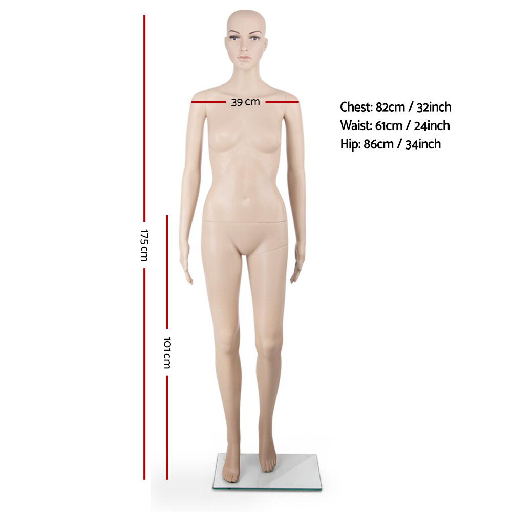 Display Mannequin 175cm Tall Full Body Skin Coloured Female