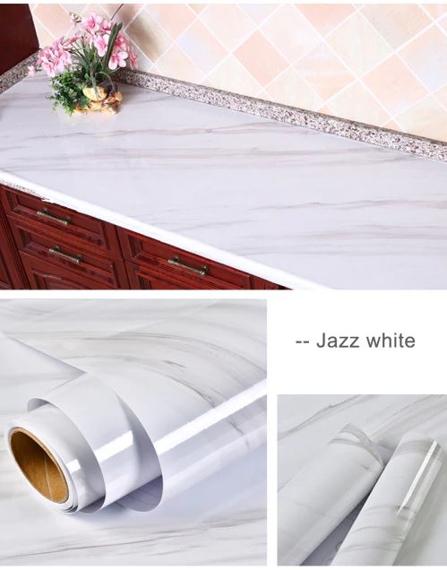 Buy 80cm Wide 5 Meters Long Marble White Vinyl Self Adhesive Contact Paper Wallpaper Online Australia at BargainTown