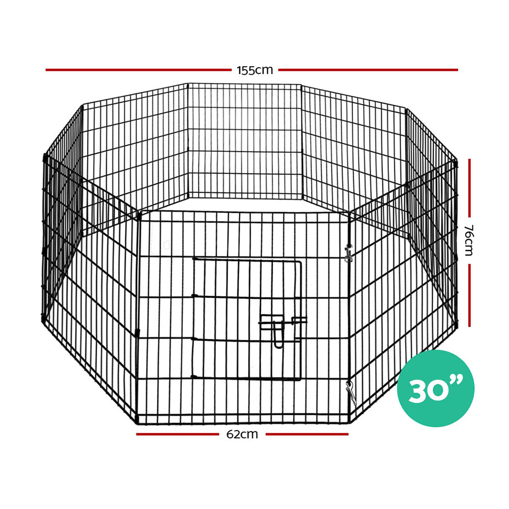 8 Panel Pet Playpen Dog Cage Puppy Exercise Crate 30"