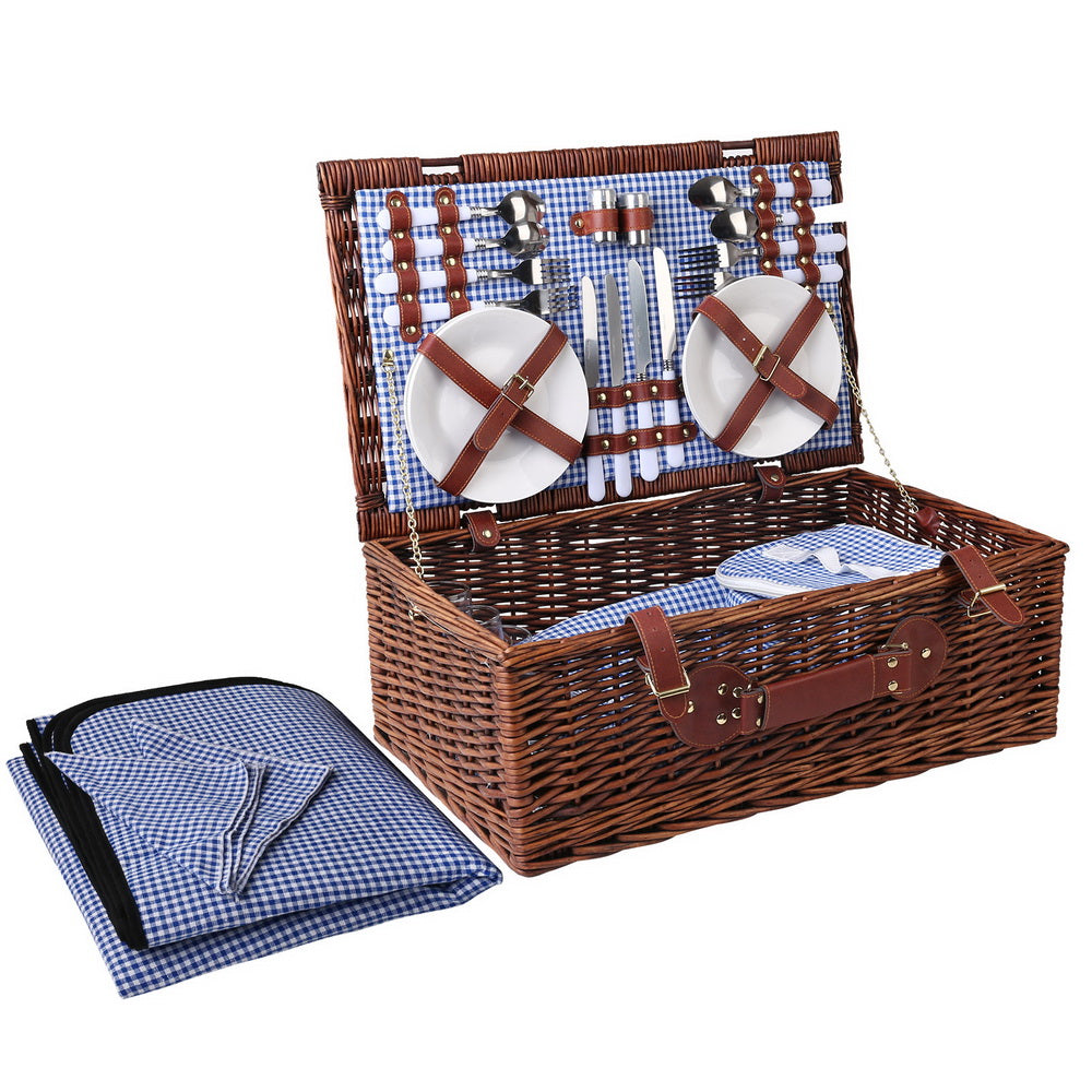 4 Persons Insulated Picnic Basket Set With Picnic Blanket