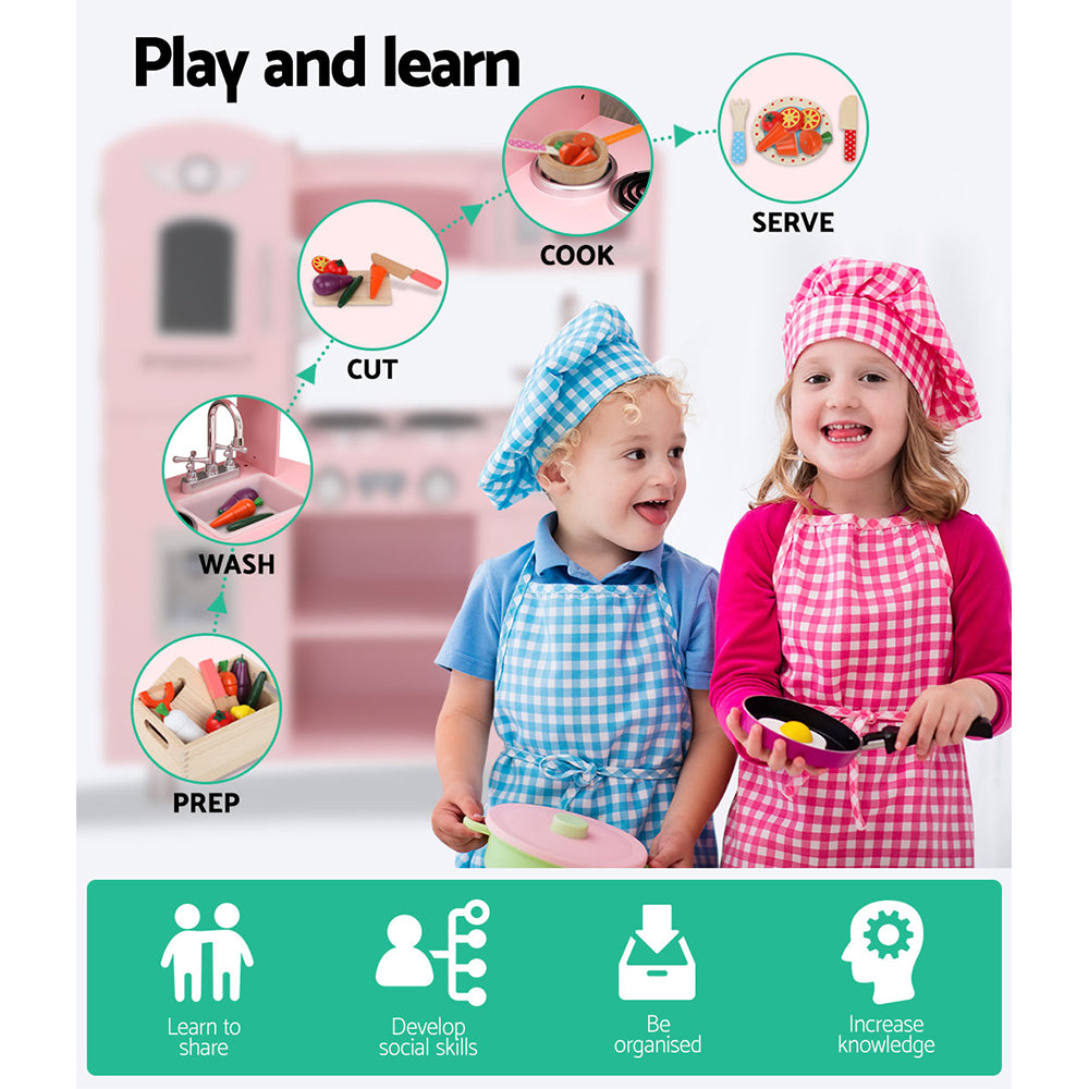 Buy Kids Pink Wooden Kitchen Set Pretend Play Utensils Toy Set Online Australia at BargainTown