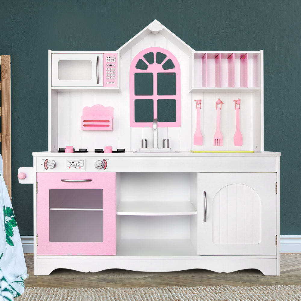Buy Kids Wooden Kitchen Play Set - White & Pink Online Australia at BargainTown