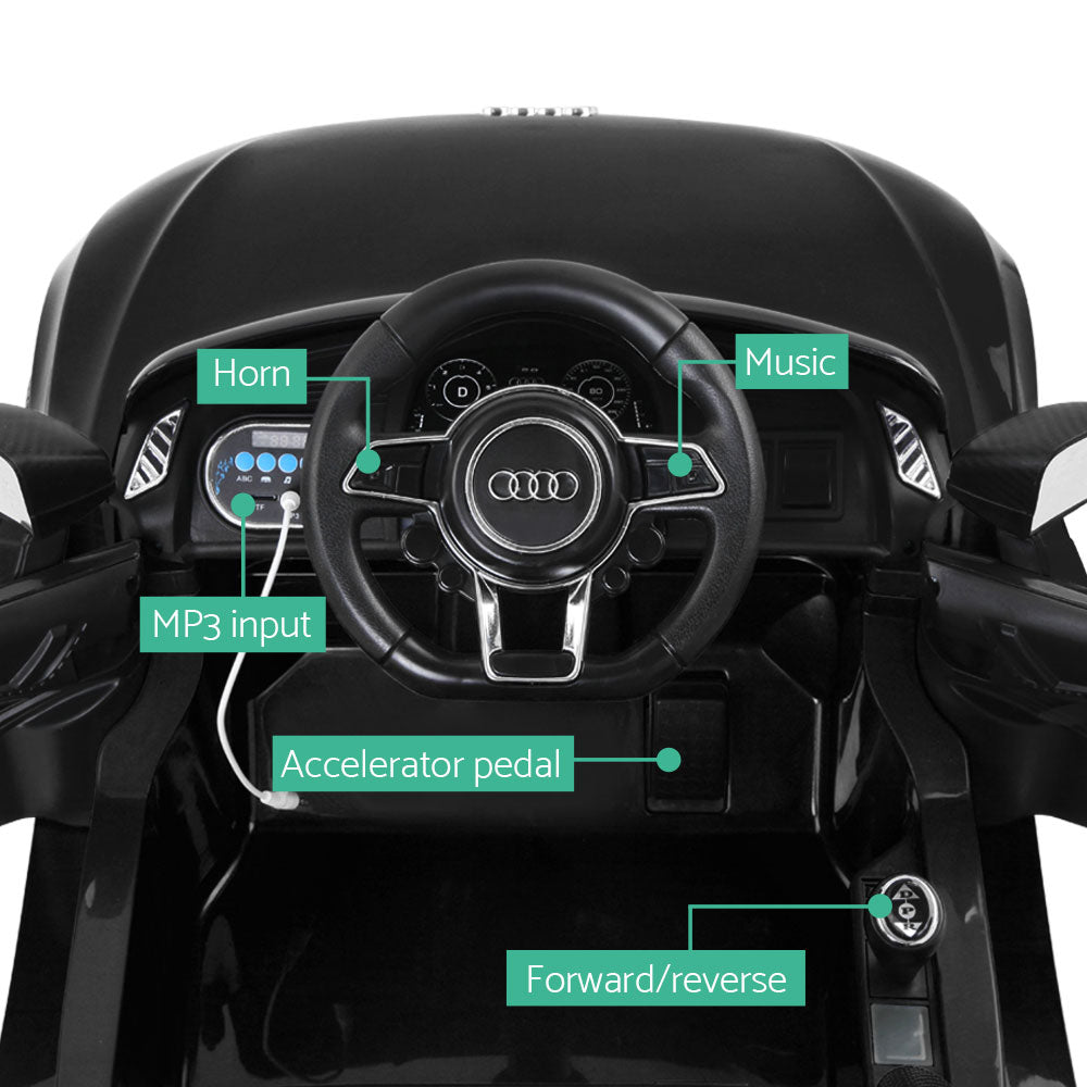 Kids Ride On Car AUDI R8 SPYDER With MP3 Player - Black