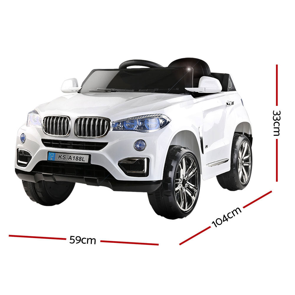 Kids Ride On Car With Remote MP3 LED Lights - White