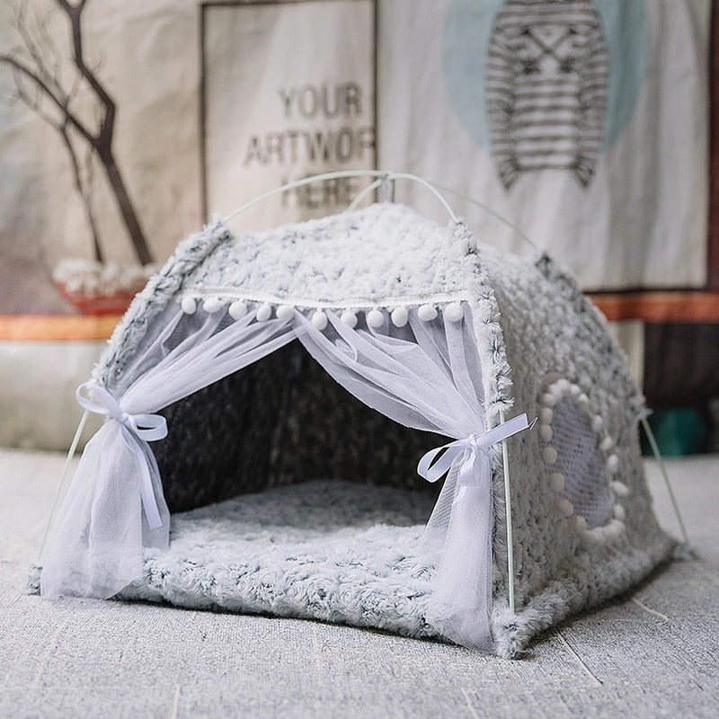 Comfy Cat Tent With Mat And Curtain