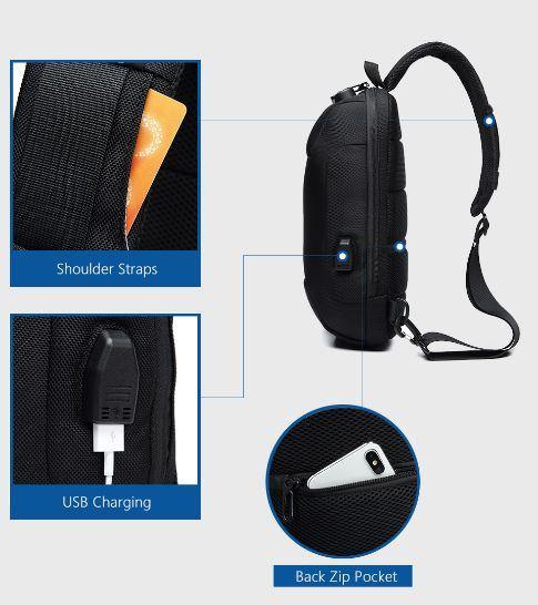 Sling Bag Crossbody Anti-Theft Lockable
