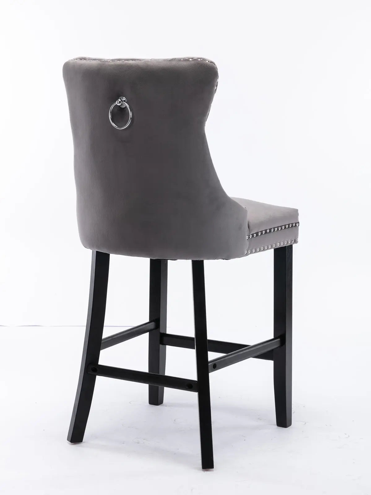 Buy Velvet Bar Stools Counter Stools Set Of 2 With Studs Trim Wooden Legs Grey Online Australia at BargainTown
