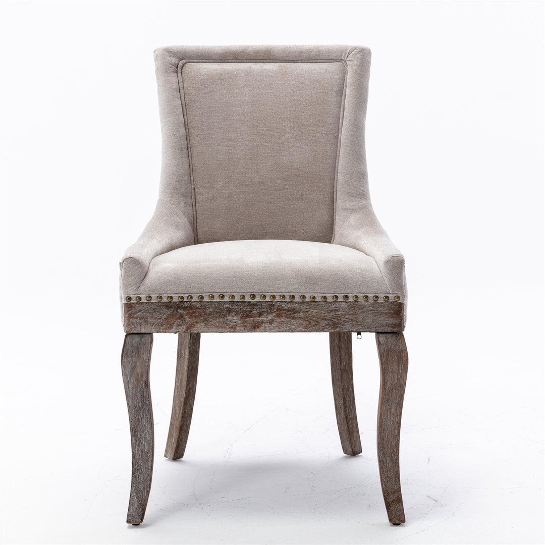 Buy Fabric Dinning Chair Set Of 2 Solid Wood Upholstered Luxury Accent Beige Online Australia at BargainTown