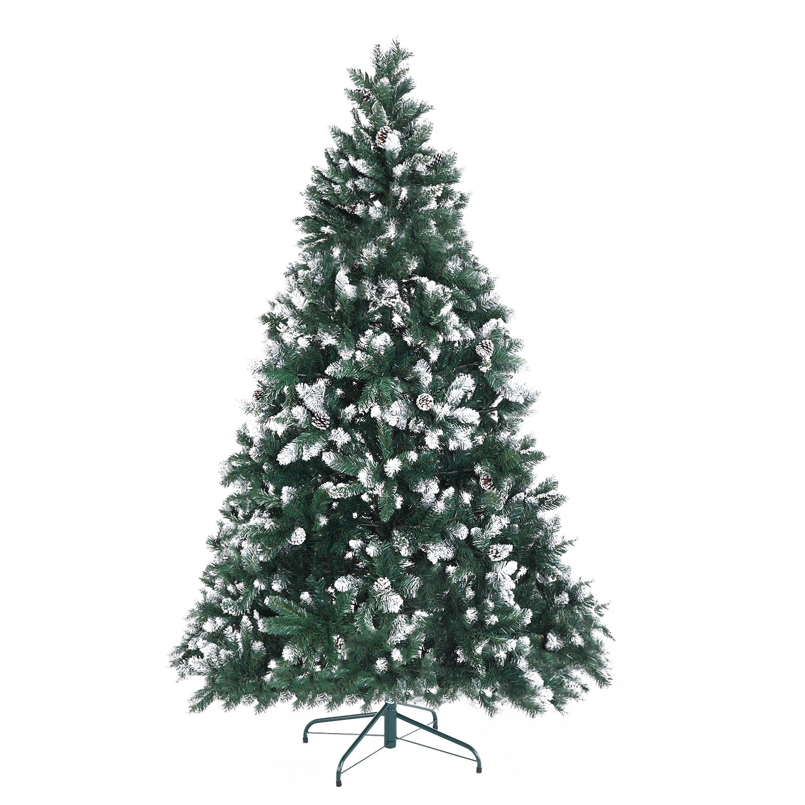 2.1M Snowy Christmas Tree With Pine Cones 1290 Tips