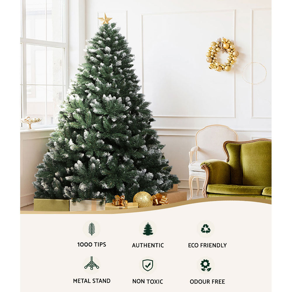 Jingle Jollys Snowy Christmas Tree 2.1M Green