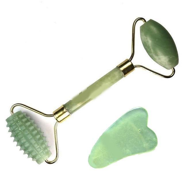 Buy Double Heads Jade Stone Face Lift Facial Massage Roller Online Australia at BargainTown