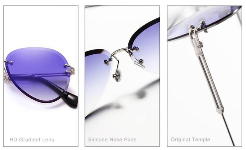 Buy Vintage Rimless Gradient Lens Women's Polarized Sunglasses Online Australia at BargainTown