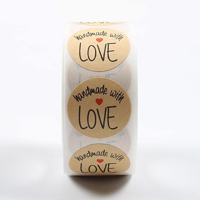 Buy 500pcs/Roll Handmade With Love Stickers Online Australia at BargainTown