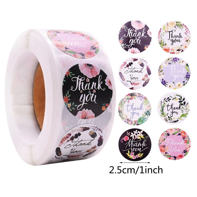 Buy Thank You Stickers 500pcs/Roll Mix Flowers Online Australia at BargainTown