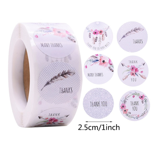 Mix Thanks Stickers 500pcs/Roll