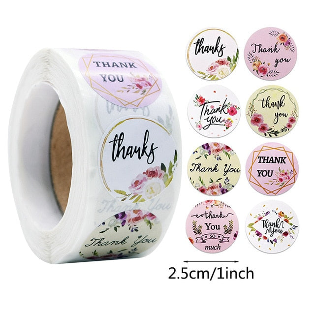 Buy Thank You Stickers Mix 500pcs/Roll Online Australia at BargainTown