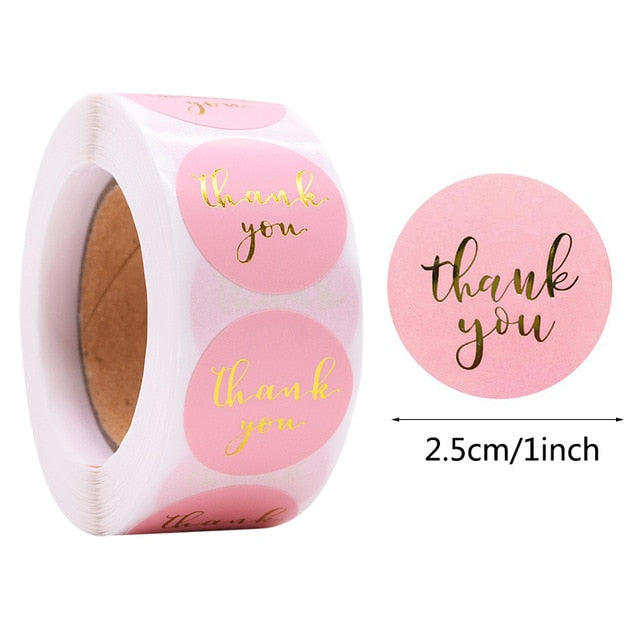 Buy Thank You Stickers 500pcs/Roll Pink Online Australia at BargainTown