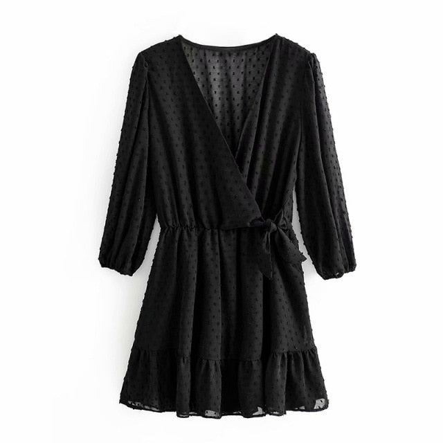 Buy Lace Chiffon Three Quarter Sleeve Boho Mini Dress Online Australia at BargainTown