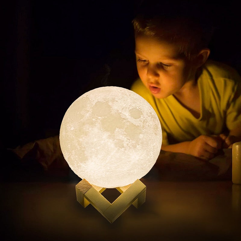 Buy LED Moon Lamp Night Light 3D Print USB Rechargeable Online Australia at BargainTown
