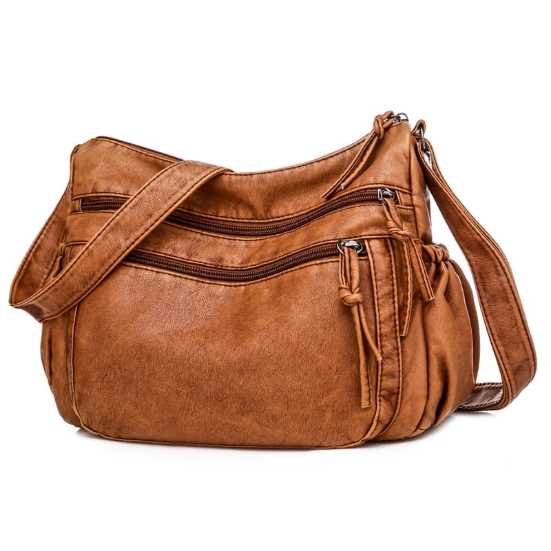 Buy Vintage PU Leather Messenger Shoulder Bag Multi-Pockets Online Australia at BargainTown